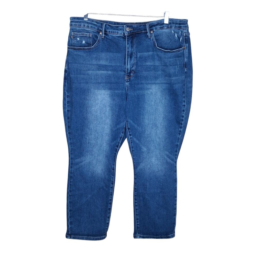 Ladies Judy Blue Slim Fit Jean Size 22W High Waist Tummy Control Distressing